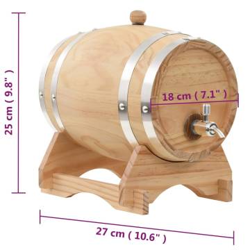 Wine Barrel with Tap Solid Pinewood 6 L - Rustic Home Accessory