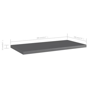 High Gloss Grey Bookshelf Boards - 4 pcs | Hipomarket