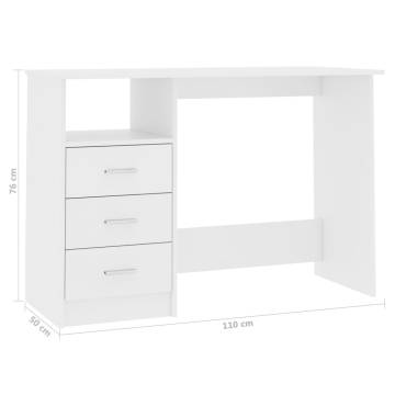 Modern White Desk with Drawers - 110x50 cm | HipoMarket