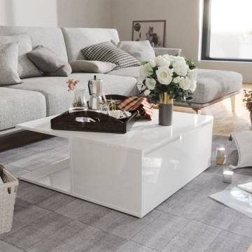 High Gloss White Coffee Table 80x80x31 cm | HipoMarket