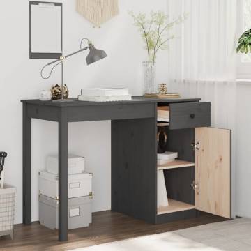 Desk Grey 100x50x75 cm Solid Wood Pine - Stylish & Durable