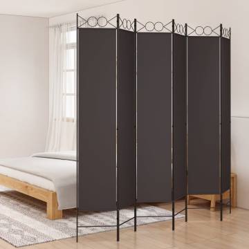 6-Panel Brown Room Divider - Versatile & Stylish Privacy Solution