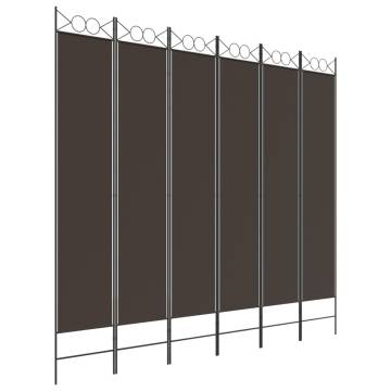 6-Panel Brown Room Divider - Versatile & Stylish Privacy Solution