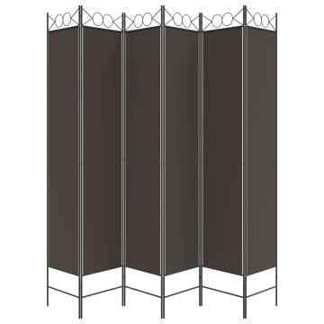 6-Panel Brown Room Divider - Versatile & Stylish Privacy Solution