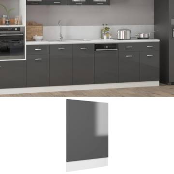 High Gloss Grey Dishwasher Panel - 45x3x67 cm | HipoMarket