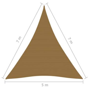 Sunshade Sail 5x7x7 m Taupe - 160 gm² HDPE Outdoor Protection