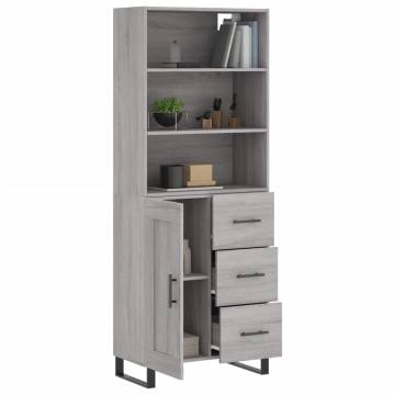 Stylish Highboard Grey Sonoma - Engineered Wood 69.5x34x180 cm