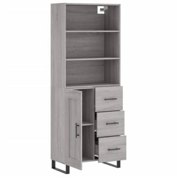 Stylish Highboard Grey Sonoma - Engineered Wood 69.5x34x180 cm