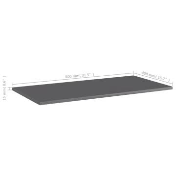 High Gloss Grey Bookshelf Boards - 8 pcs | Hipomarket