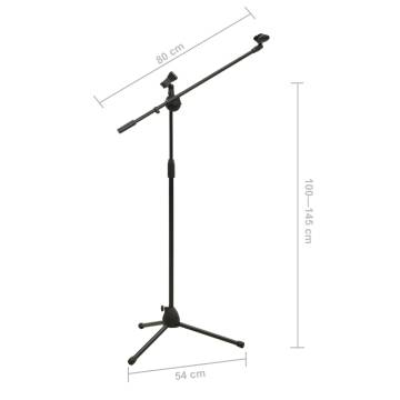 Tripod Microphone Stand with Dual Clip Holder - Stable & Adjustable