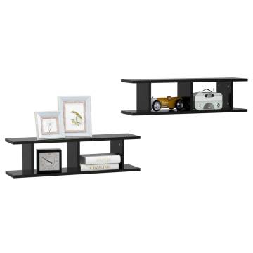 Stylish Black Wall Shelves - 2 pcs | Hipomarket UK