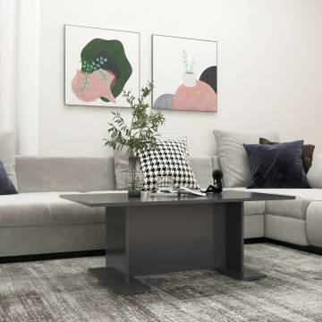 Modern Grey Coffee Table - 103.5x60x40 cm Engineered Wood