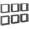 Wall Cube Shelves (6 pcs) - Stylish Grey Floating Storage