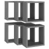 Wall Cube Shelves (6 pcs) - Stylish Grey Floating Storage