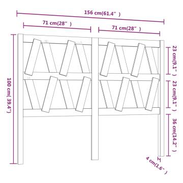 Stylish Solid Wood Pine Bed Headboard - 156x4x100 cm