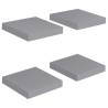 Stylish Floating Wall Shelves - Set of 4 Grey MDF 23x23.5 cm