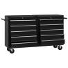 Tool Trolley with 5 Drawers - Durable Black Steel Storage