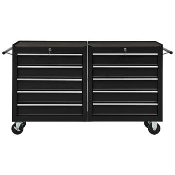 Tool Trolley with 5 Drawers - Durable Black Steel Storage