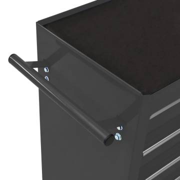 Tool Trolley with 5 Drawers - Durable Black Steel Storage