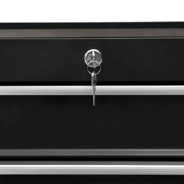 Tool Trolley with 5 Drawers - Durable Black Steel Storage