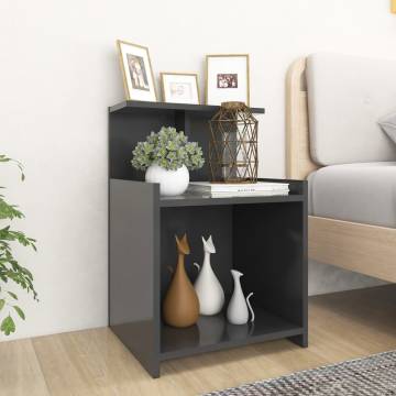 Stylish Bed Cabinet Grey - 40x35x60 cm Engineered Wood