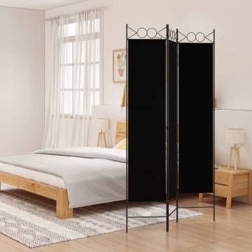 3-Panel Room Divider Black 120x200 cm - Stylish Privacy Screen