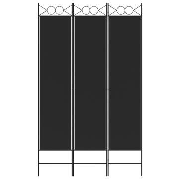 3-Panel Room Divider Black 120x200 cm - Stylish Privacy Screen