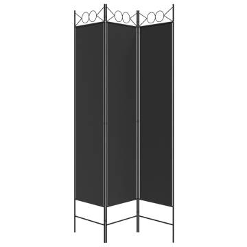 3-Panel Room Divider Black 120x200 cm - Stylish Privacy Screen