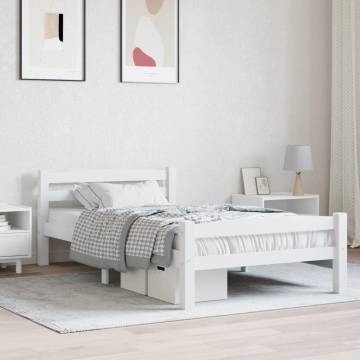 Modern White Solid Pinewood Bed Frame 90x200 cm | Hipo Market