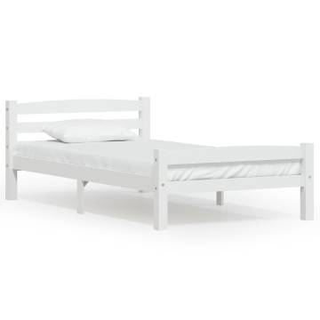 Modern White Solid Pinewood Bed Frame 90x200 cm | Hipo Market