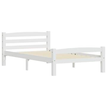 Modern White Solid Pinewood Bed Frame 90x200 cm | Hipo Market