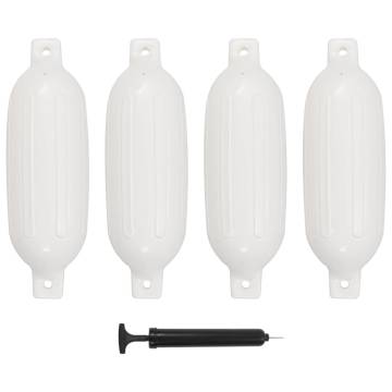 Boat Bumper Set - 4 White PVC Bumpers (58.5x16.5 cm)