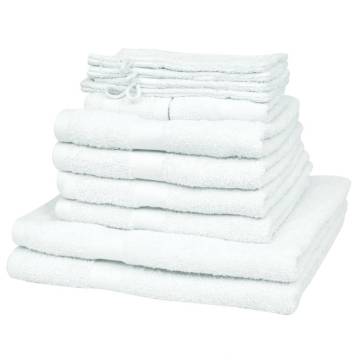 12 Piece Cotton Towel Set - Soft & Absorbent White Towels