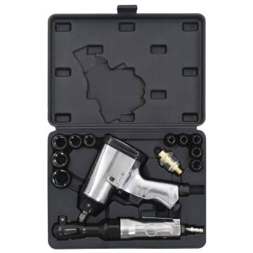 16 Piece Air Tool Set - Powerful Impact Wrench & Ratchet