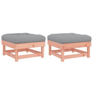 Garden Footstools with Cushions - Solid Wood Douglas | Hipo Market