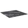 Elegant 40x40 cm Black Tempered Glass Table Top with Marble Design