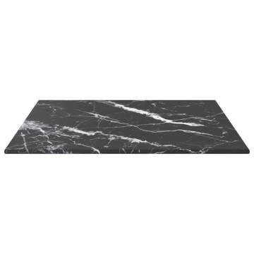 Elegant 40x40 cm Black Tempered Glass Table Top with Marble Design