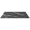 Elegant 40x40 cm Black Tempered Glass Table Top with Marble Design