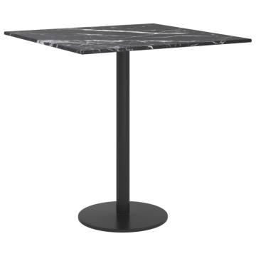 Elegant 40x40 cm Black Tempered Glass Table Top with Marble Design