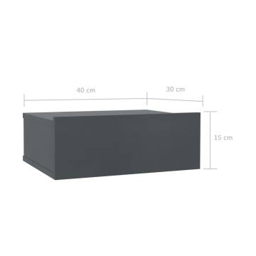 Floating Nightstand Grey 40x30 cm - Stylish & Durable Storage