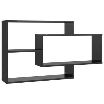 High Gloss Black Wall Shelf - 104x20x58.5 cm | HipoMarket