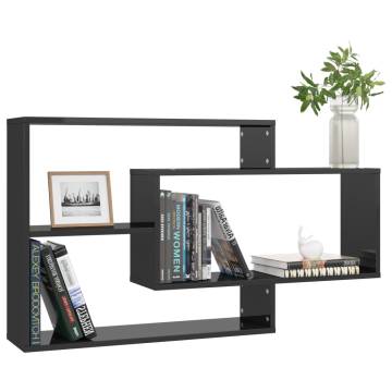 High Gloss Black Wall Shelf - 104x20x58.5 cm | HipoMarket