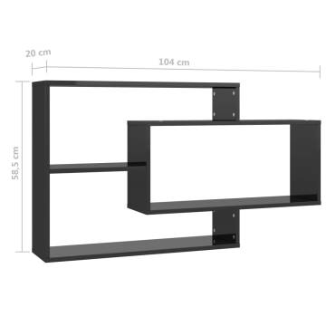 High Gloss Black Wall Shelf - 104x20x58.5 cm | HipoMarket