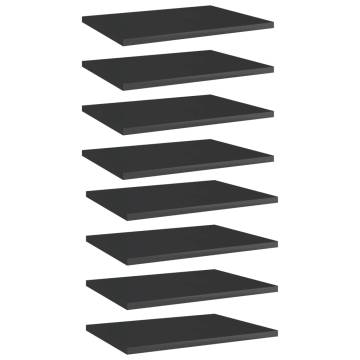 8 High Gloss Black Bookshelf Boards - Stylish Storage Solution