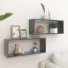 Wall Cube Shelf 2 pcs High Gloss Grey 60x15x23 cm Engineered Wood Colour high gloss grey Size 60 x 15 x 23 cm Quantity in Package 2 Number of Pieces 1 