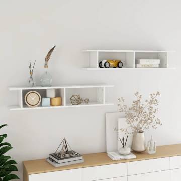 High Gloss White Wall Shelf Set | 105x18x20cm - Hipomarket