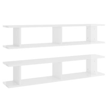 High Gloss White Wall Shelf Set | 105x18x20cm - Hipomarket