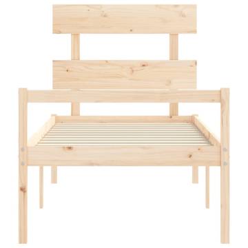 Single Solid Wood Bed Frame with Headboard - Hipomarket