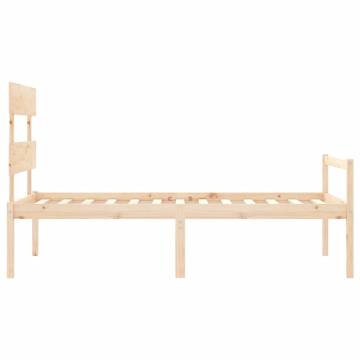 Single Solid Wood Bed Frame with Headboard - Hipomarket