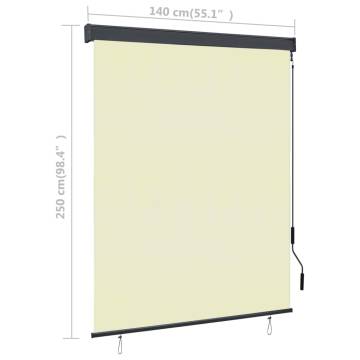 Outdoor Roller Blind 140x250 cm Cream - Quality UV Protection